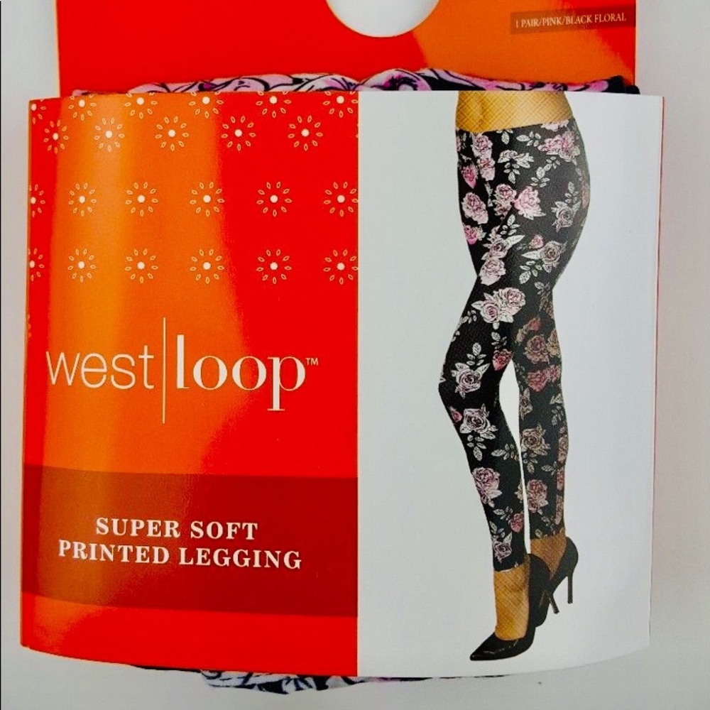Black Floral Leggings L/XL